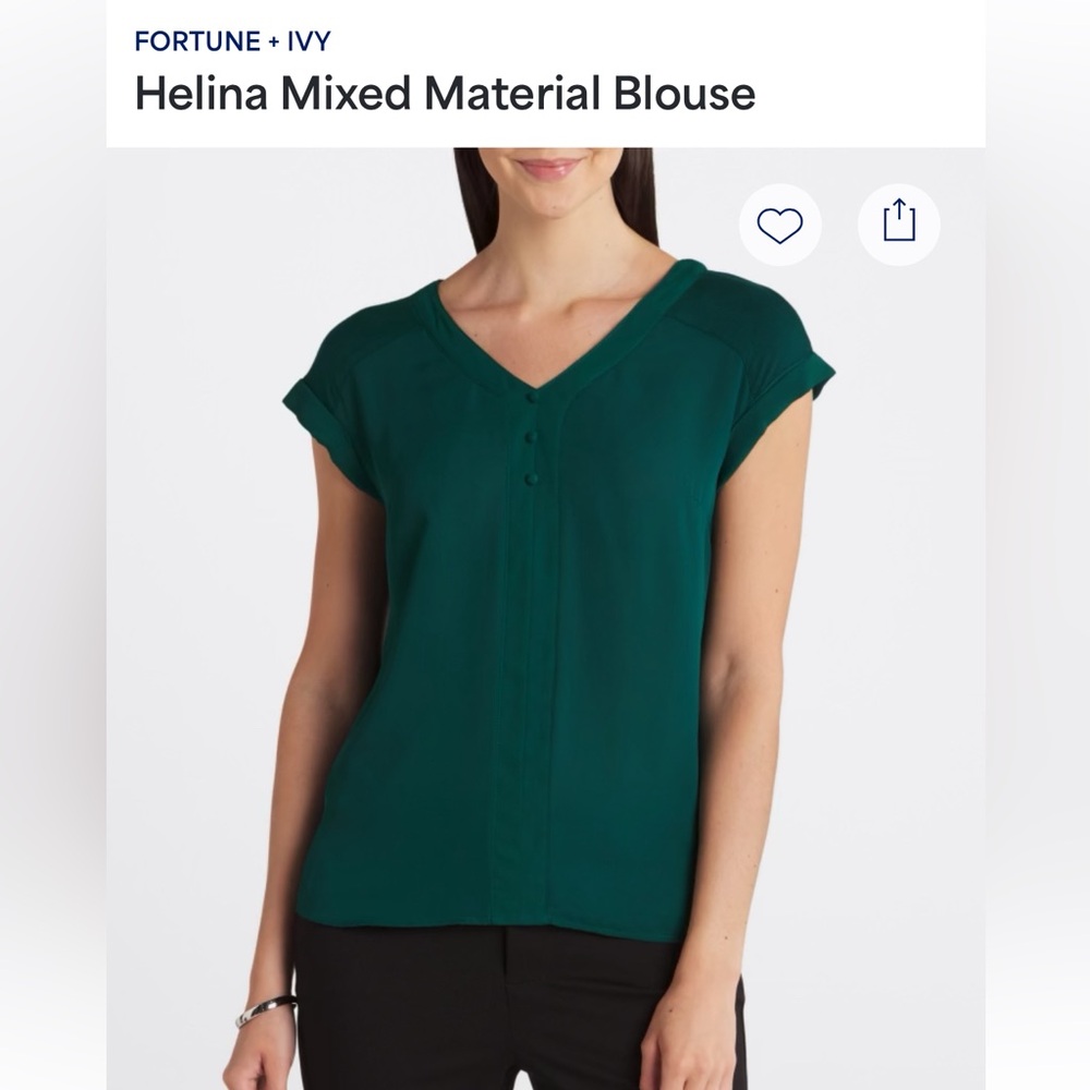 Fortune + Ivy Helena Mixed Material Blouse